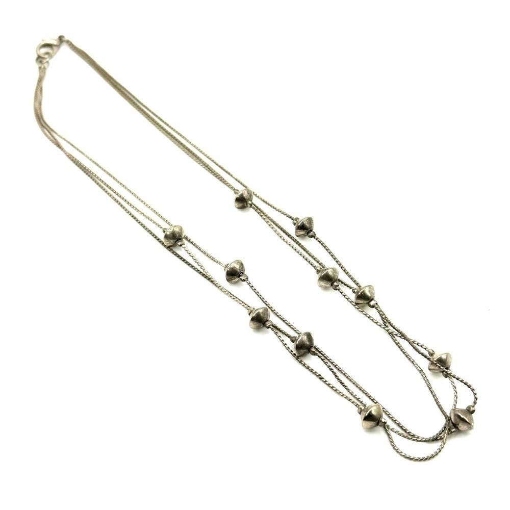 Layered Silver Tone Ball Necklace | N145